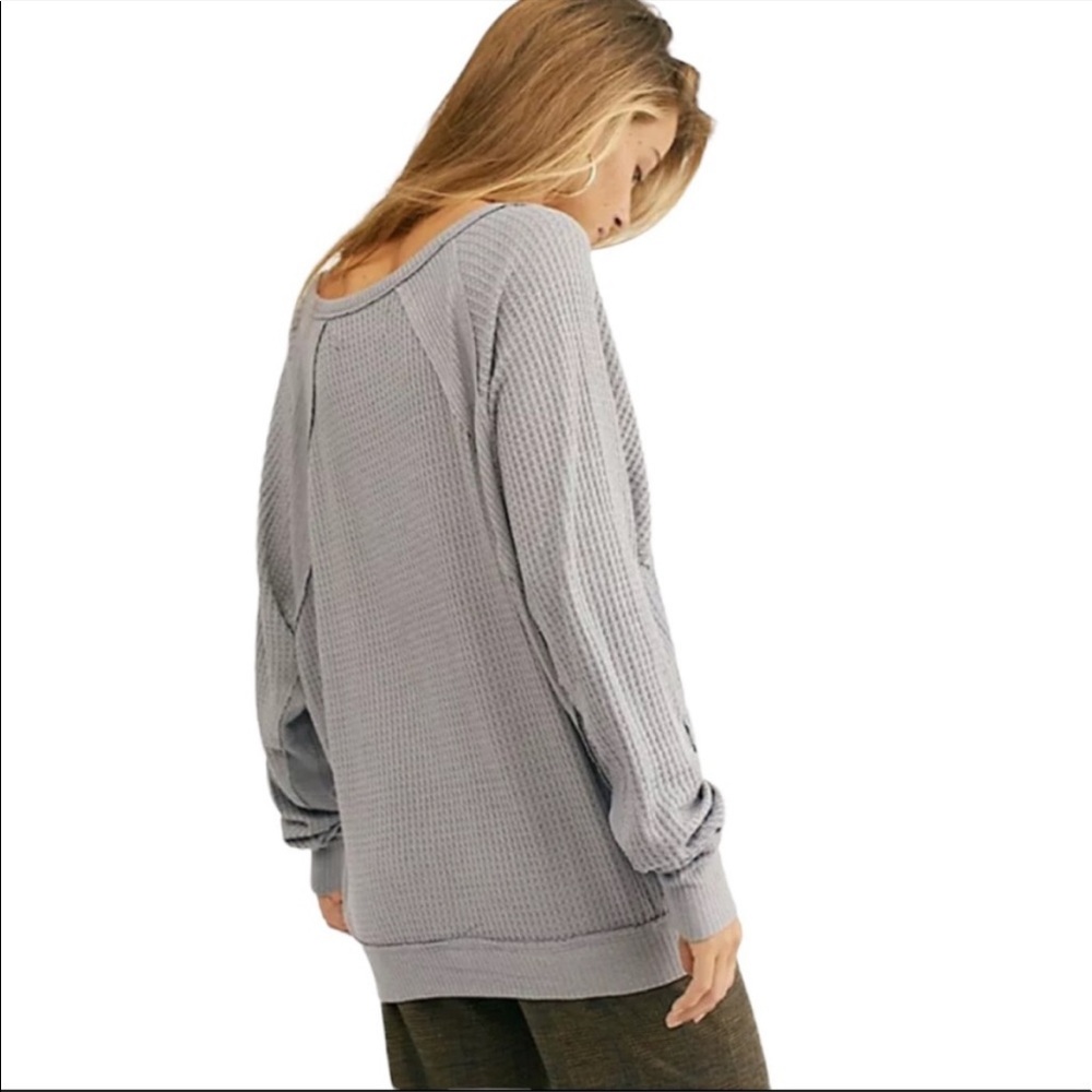 Free People We The Free Santa Clara Thermal Grey Top EUC XS - Picture 2 of 3
